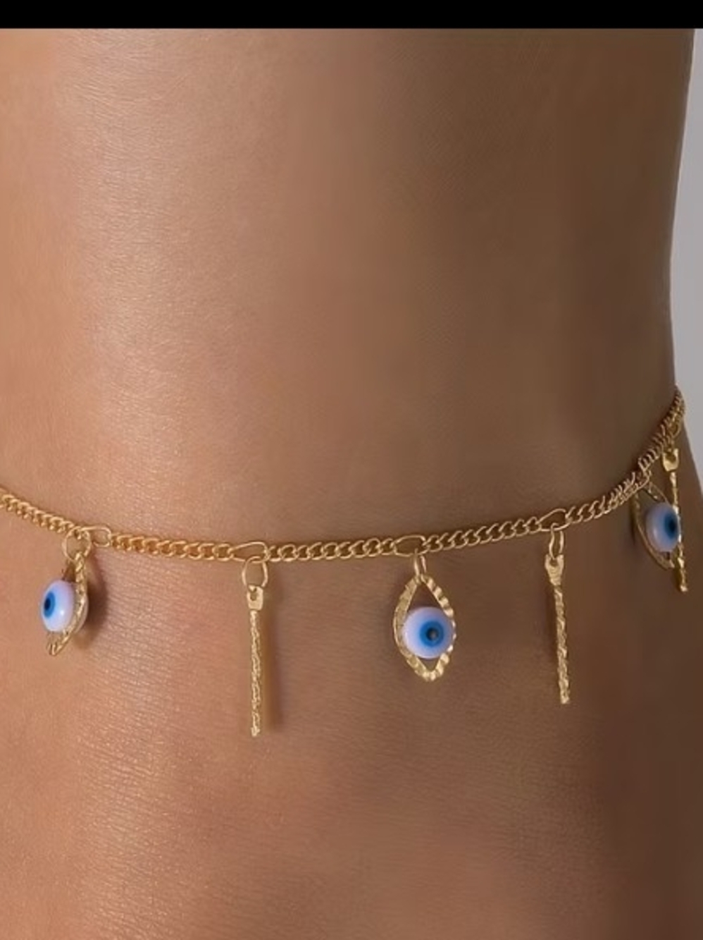 Gold Evil Eye Dangle Anklet